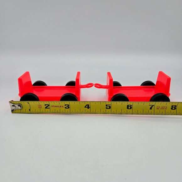 Fisher Price Little People Red Orange Airplane Luggage Tram Cars Car Vintage - Picture 8 of 9